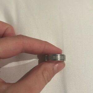 Silver Roman numerals ring